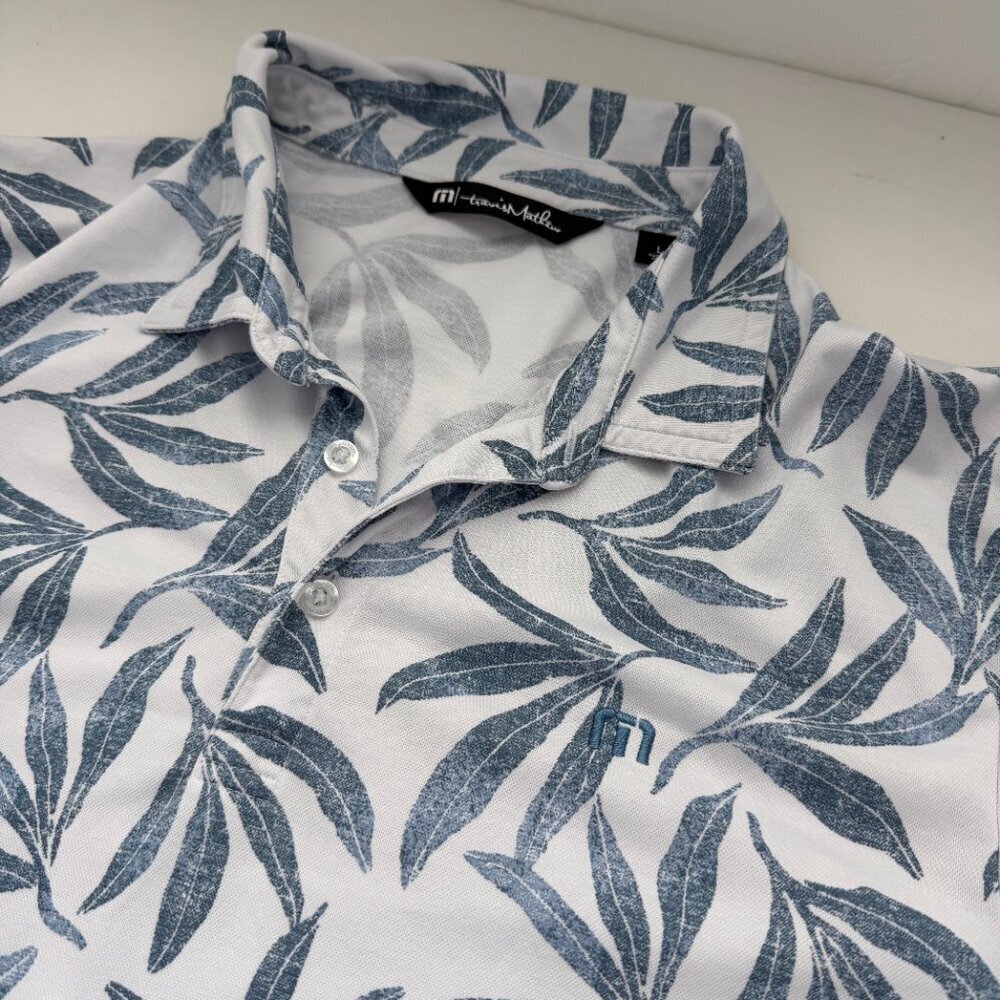 TravisMathew Polo Shirt Mens Large Leaf Print Golf Casual Short Sleeve - Picture 2 of 6